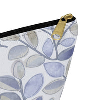 Cherry Plum Leaves Accessory Pouch w T-bottom in Blue